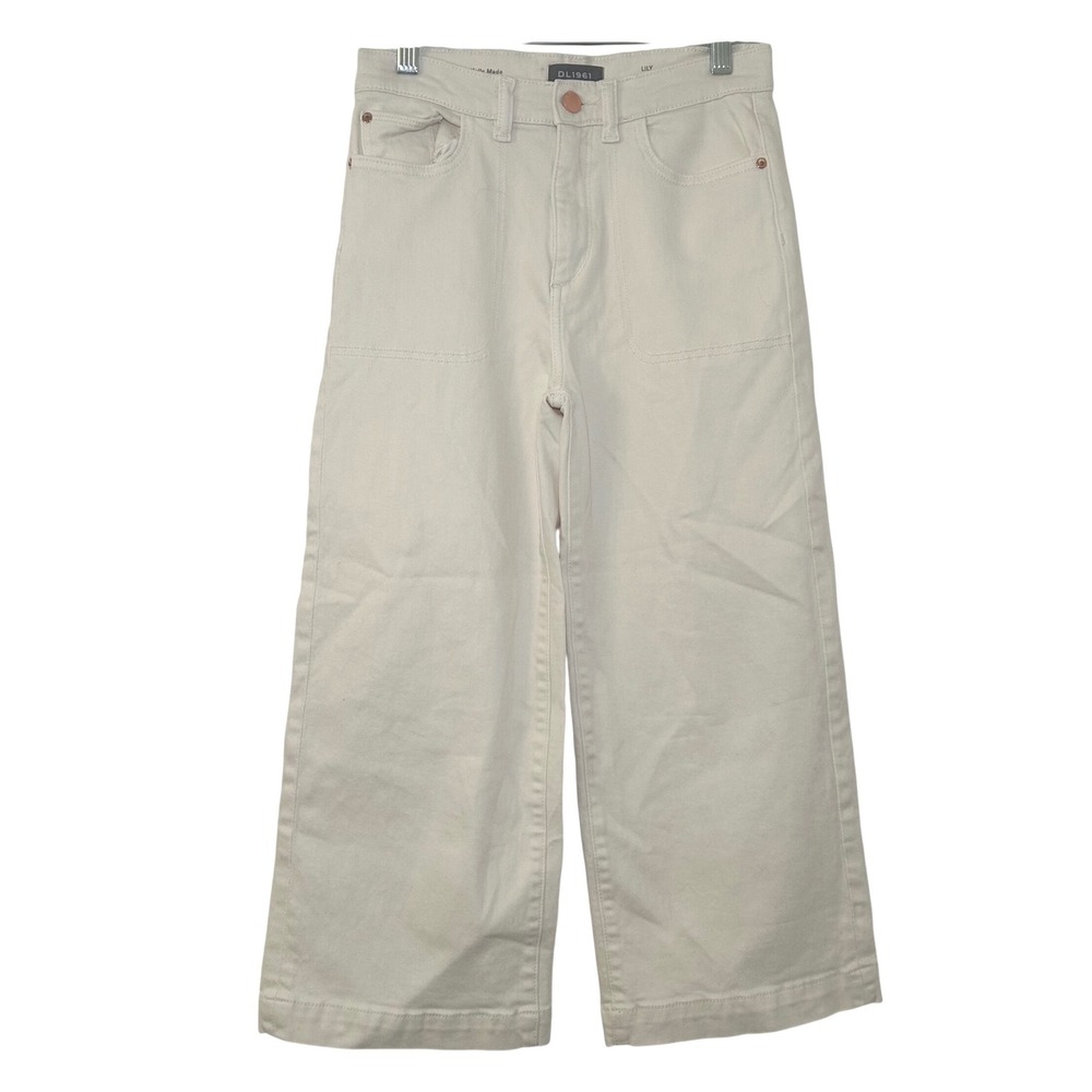 DL1961 Lily Wide Leg Jeans Kids Size 16 Wyckoff Cream Off White High Rise Pant